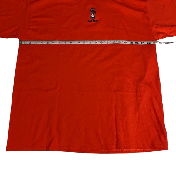 Orange Embroidered Skull Magic Mushroom Short Sleeve Tee T-Shirt Size XL NWT - Picture 9 of 11